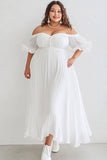 Off the Shoulder A-Line Tulle Plus Size Graduation Dress