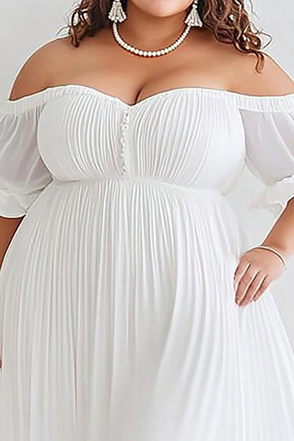 Off the Shoulder A-Line Tulle Plus Size Graduation Dress