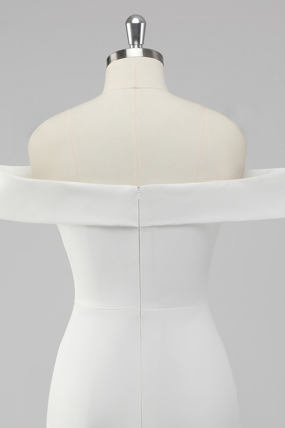 Simple Sheath Off the Shoulder Satin Short White Graduation Dress