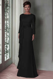 Blush Appliqued Long Sleeve Sheath Mother Of The Bride Dress with Sash