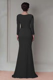 Blush Appliqued Long Sleeve Sheath Mother Of The Bride Dress with Sash