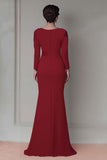 Blush Appliqued Long Sleeve Sheath Mother Of The Bride Dress with Sash