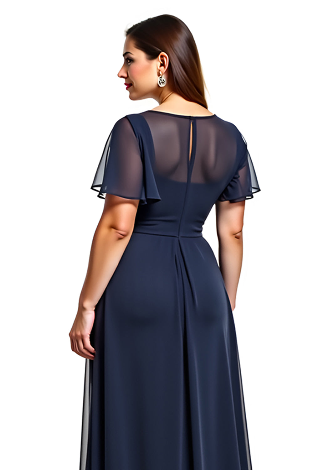 Navy Cut Out Plus Size Formal Dress With Beading
