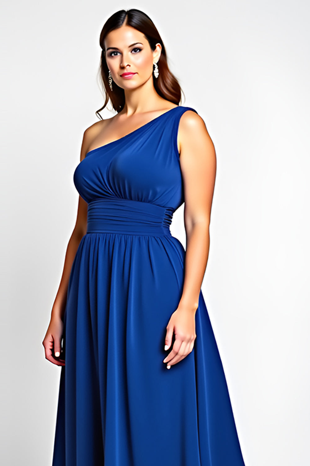 Royal Blue One Shoulder Plus Size Formal Dress
