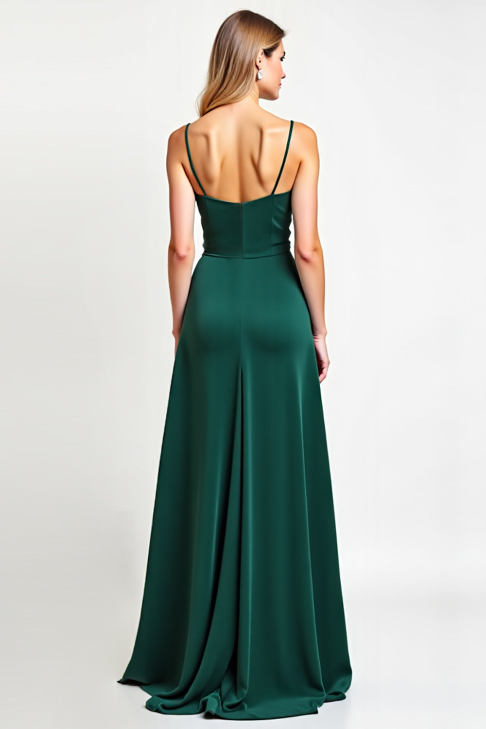 Pine Spaghetti Straps A Line Bridesmaid Dress