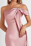 Pink Satin Strapless Formal Dress