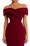 Burgundy Mermaid Off the Shoulder Long Formal Dress