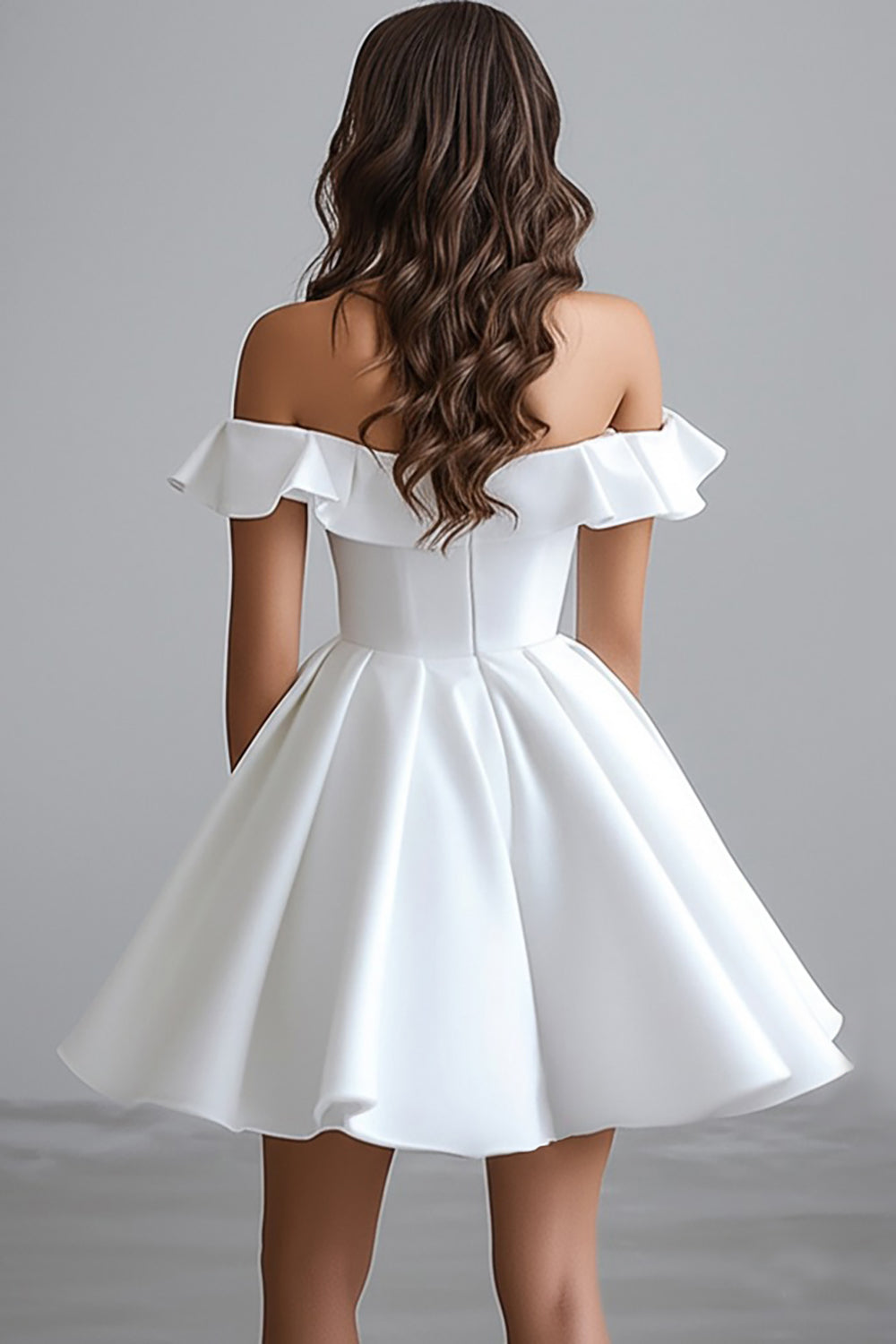 Off The Shoulder A Line Mini White Graduation Dress
