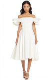 White Satin Off The Shoulder A Line Graduation Dress