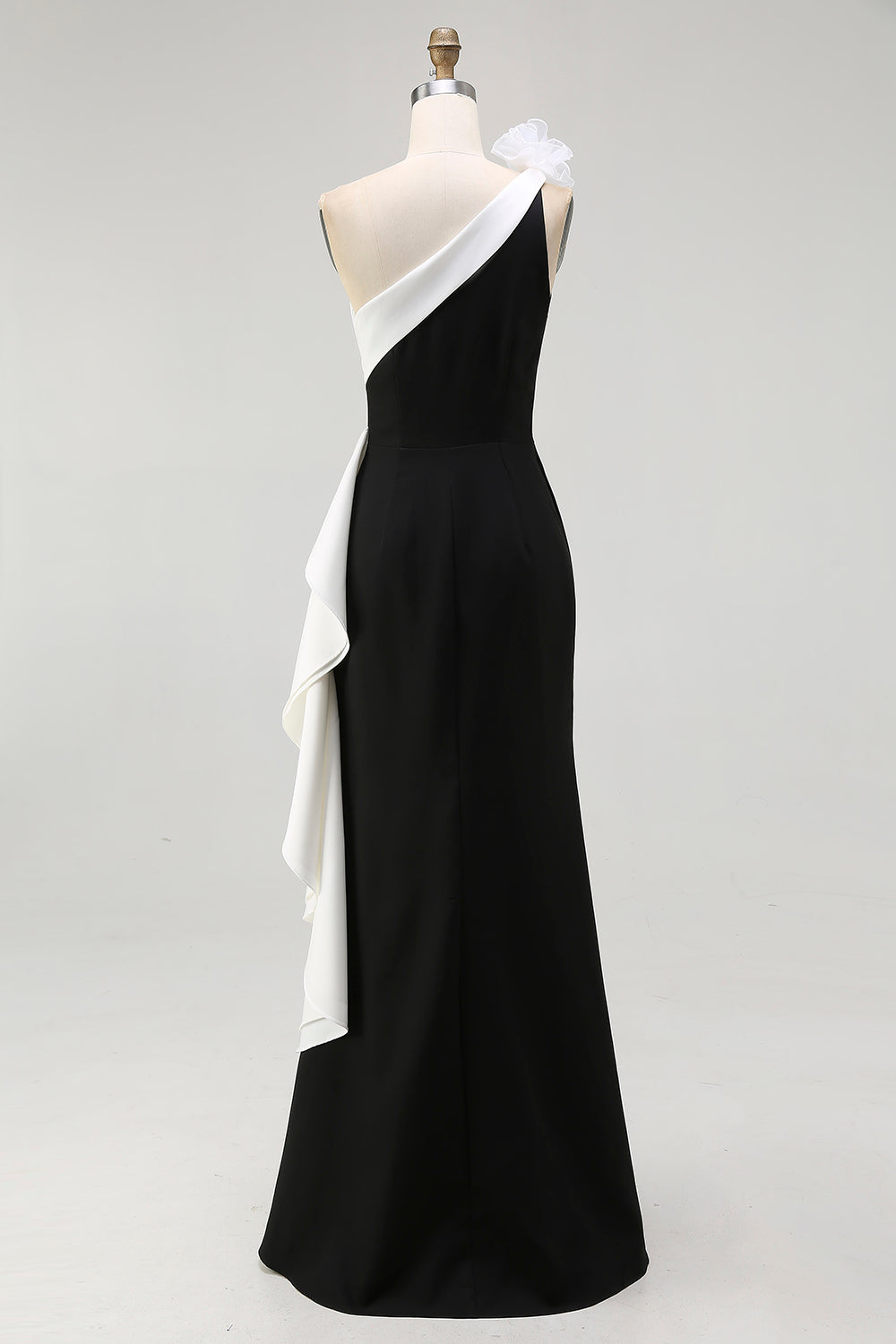 Sheath One Shoulder Black Tie Dress with Flower