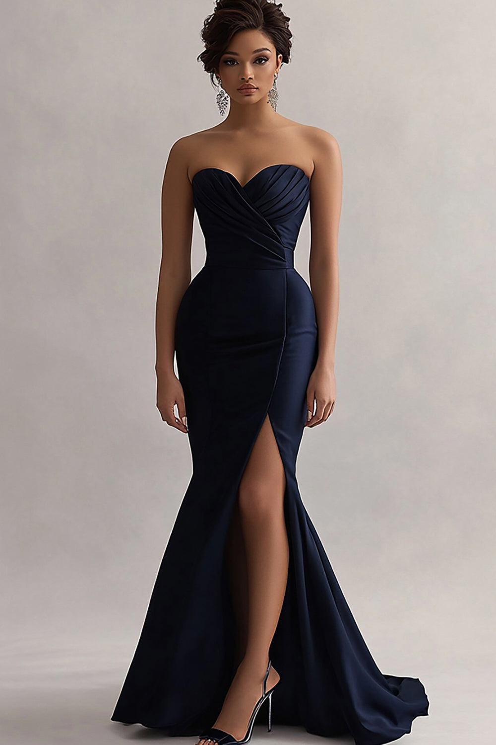 Blue Mermaid Long Formal Dress With Slit