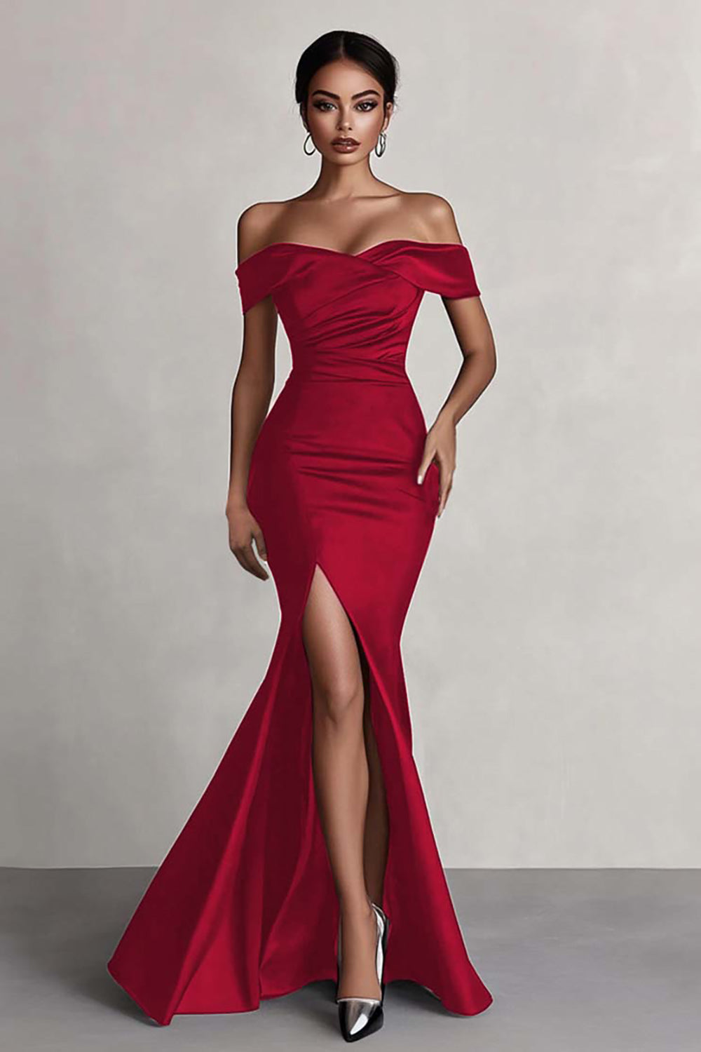 Off The Shoulder Mermaid Long Black Tie Dress With Slit