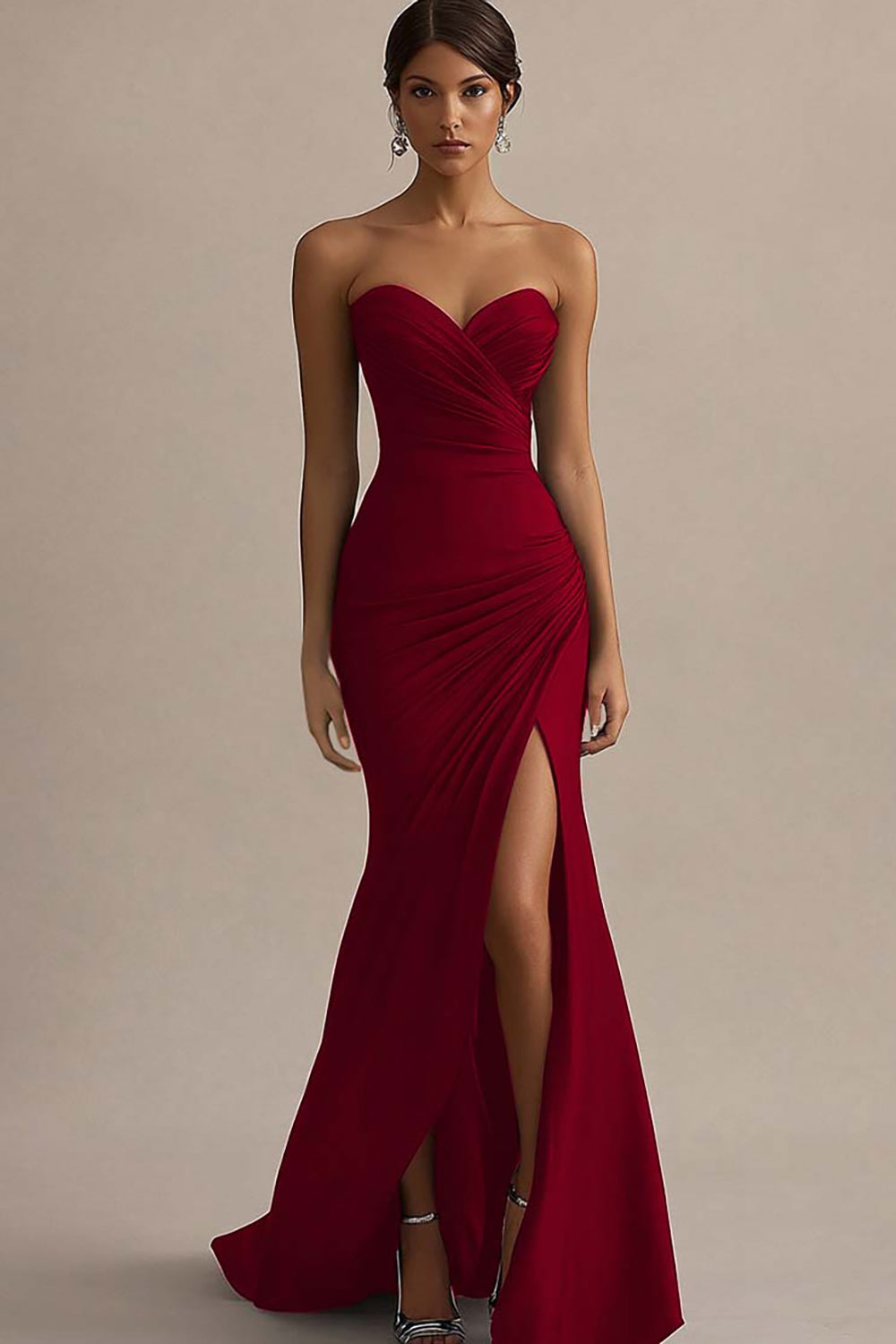 Blue Sweetheart Mermaid Long Formal Dress With Slit