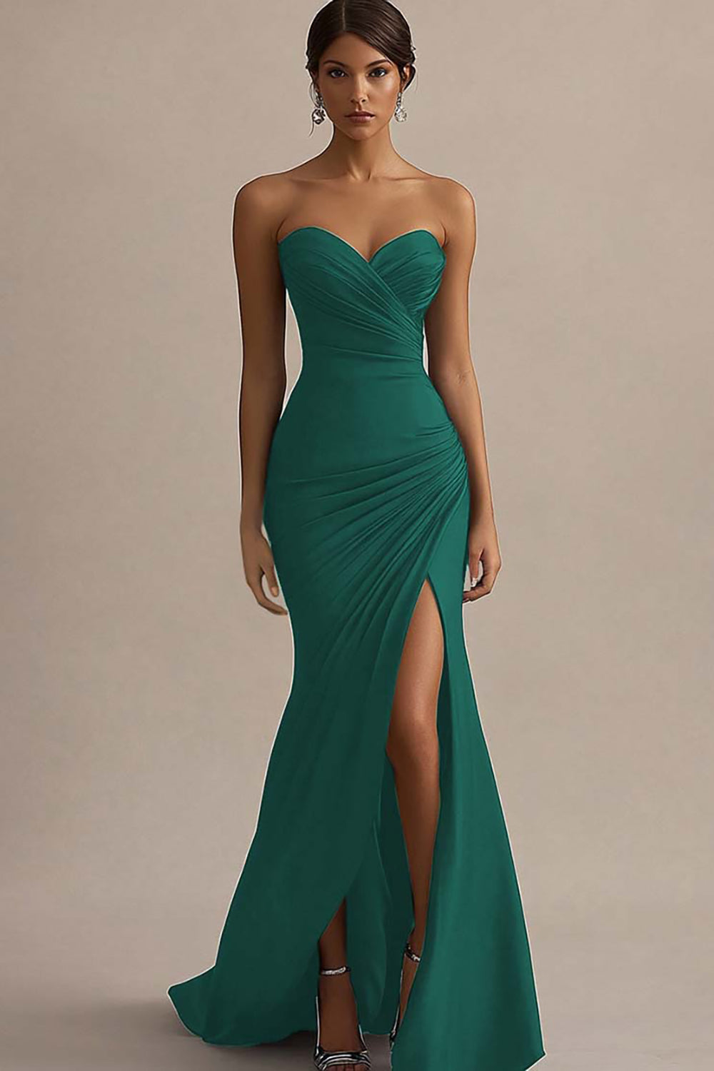 Blue Sweetheart Mermaid Long Formal Dress With Slit