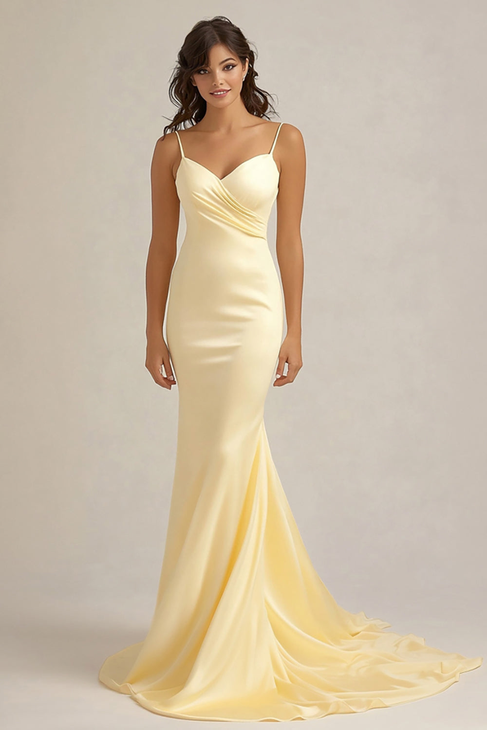 Yellow Mermaid Long Wedding Guest Dress