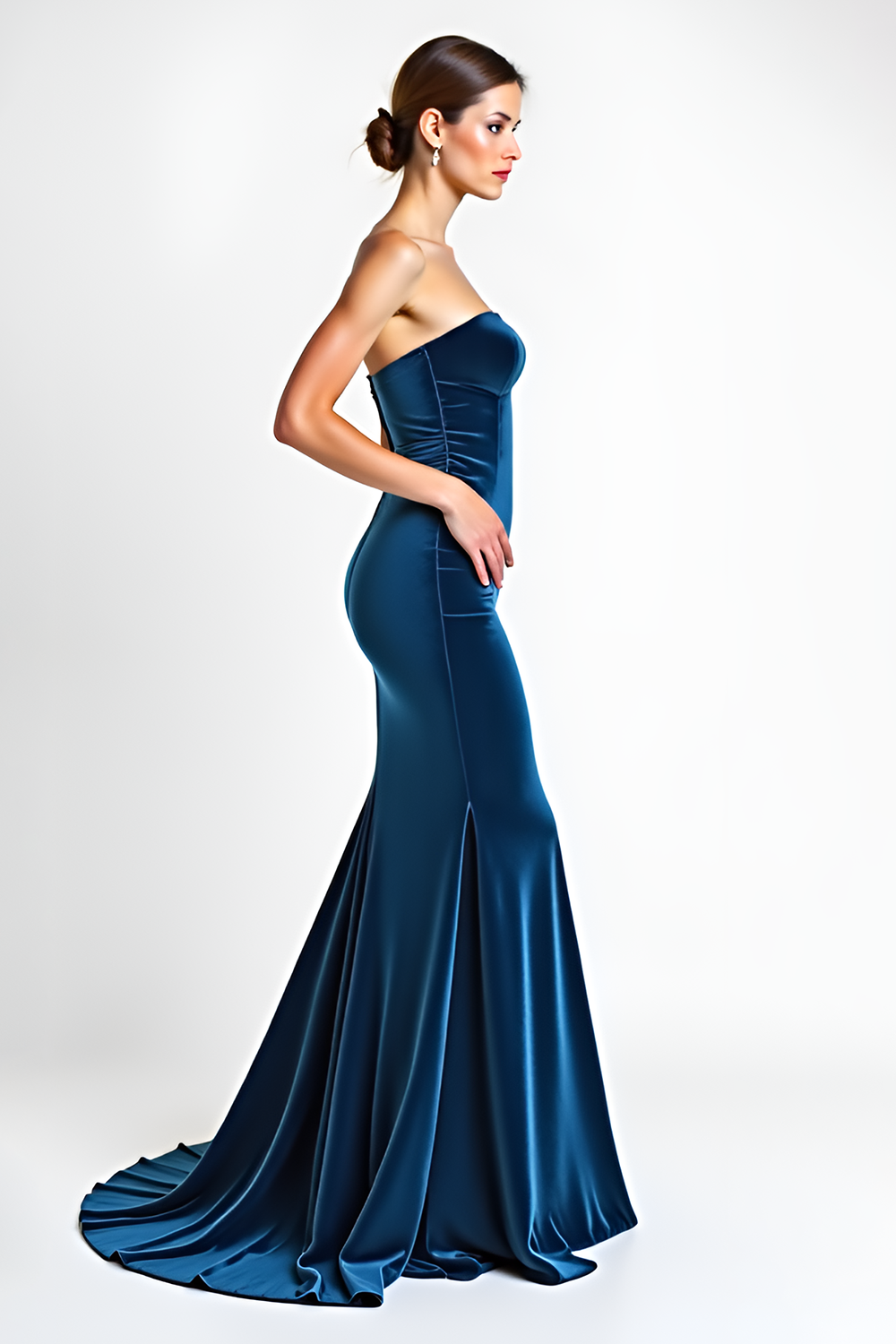 Blue Backless Mermaid Long Formal Dress
