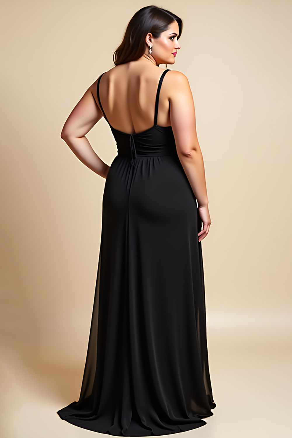 Black A Line Plus Size Bridesmaid Dress