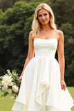 Ivory Ruffle Chiffon Long A Line Wedding Dress