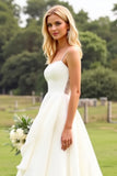 Ivory Ruffle Chiffon Long A Line Wedding Dress