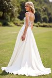Ivory Chiffon Lace A Line Wedding Dress