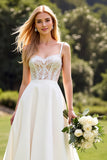 Ivory Chiffon Lace A Line Wedding Dress