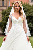 Ivory A Line Appliques Long Sleeve Wedding Dress