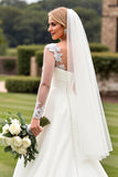Ivory A Line Appliques Long Sleeve Wedding Dress