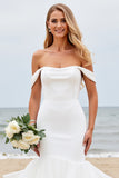 Off The Shoulder Ivory Ruffles Mermaid Wedding Dress
