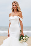 Off The Shoulder Ivory Ruffles Mermaid Wedding Dress