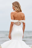 Off The Shoulder Ivory Ruffles Mermaid Wedding Dress