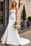 Ivory Strapless Satin Mermaid Wedding Dress