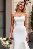 Ivory Strapless Satin Mermaid Wedding Dress