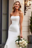 Ivory Strapless Satin Mermaid Wedding Dress