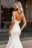 Ivory Strapless Satin Mermaid Wedding Dress