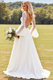 Ivory Long Sleeve Lace A Line Wedding Dress