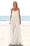 Ivory A Line Strapless Wedding Dress With Slit