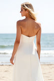 Ivory A Line Strapless Wedding Dress With Slit