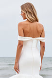Ivory Off The Shoulder Long Mermaid Wedding Dress
