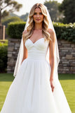 Ivory Strapless Long A Line Wedding Dress