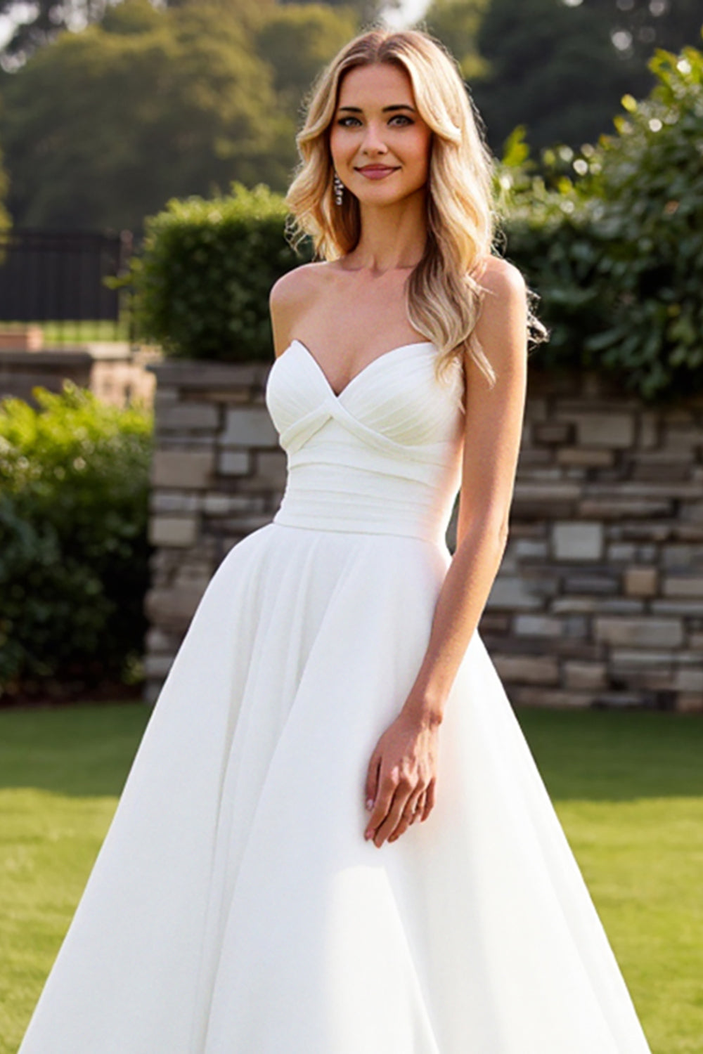 Ivory Strapless Long A Line Wedding Dress