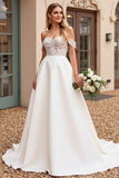 Ivory A Line Off The Shoulder Lace Wedding Dress