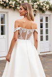 Ivory A Line Off The Shoulder Lace Wedding Dress