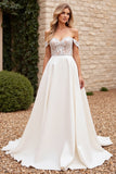 Ivory A Line Off The Shoulder Lace Wedding Dress