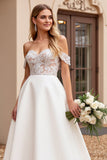 Ivory A Line Off The Shoulder Lace Wedding Dress
