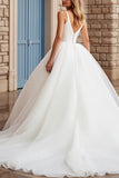 A Line Ivory Spaghetti Straps Ball Gown Long Wedding Dress