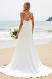 Simple Ivory A Line Spaghetti Straps Wedding Dress