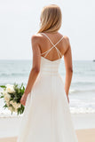 Simple Ivory A Line Spaghetti Straps Wedding Dress