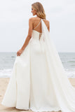 A Line Strapless Satin Ivory Wedding Dress