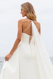 A Line Strapless Satin Ivory Wedding Dress