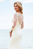 Lace Ivory Mermaid Illusion Long Sleeve Wedding Dress